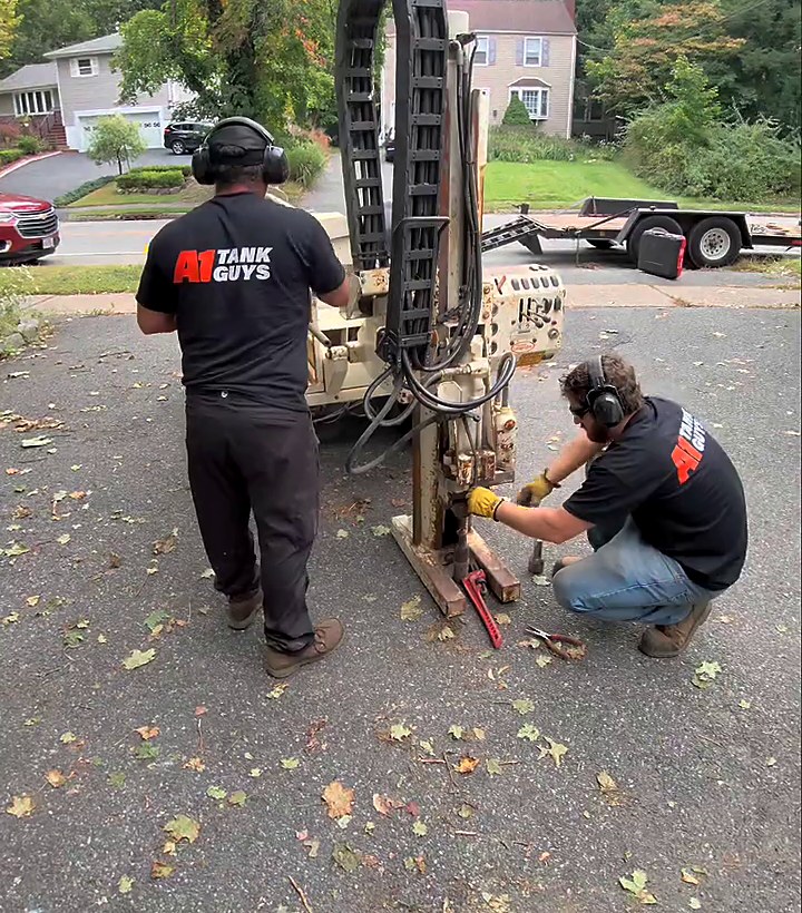 A1 Tank Guys crew taking soil samples with a direct-push soil probe rig