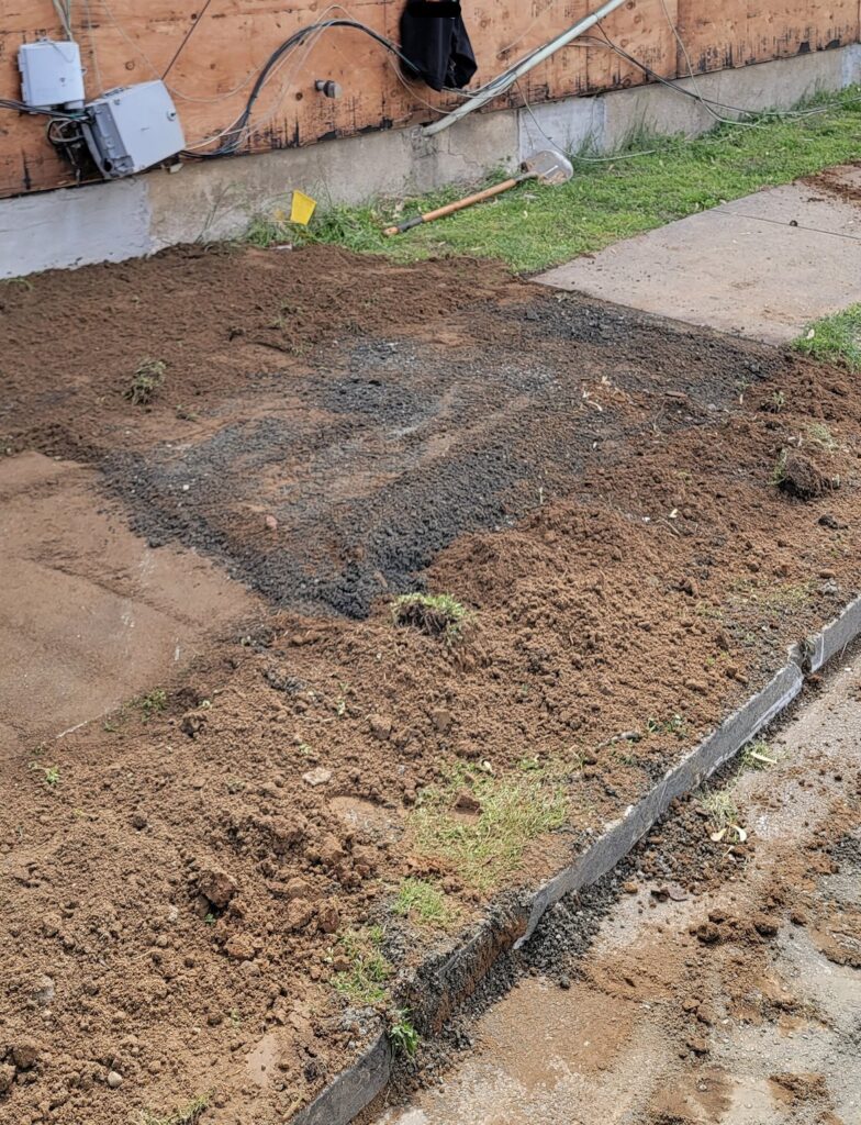 Durrell Street, Verona: sidewalk area backfilled with stone, awaiting final sidewalk restoration